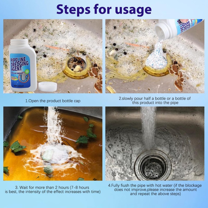Pipeline Dredging Agent, 350ml Drain Clog Remover Agent,Kitchen Unblocker, Powerful