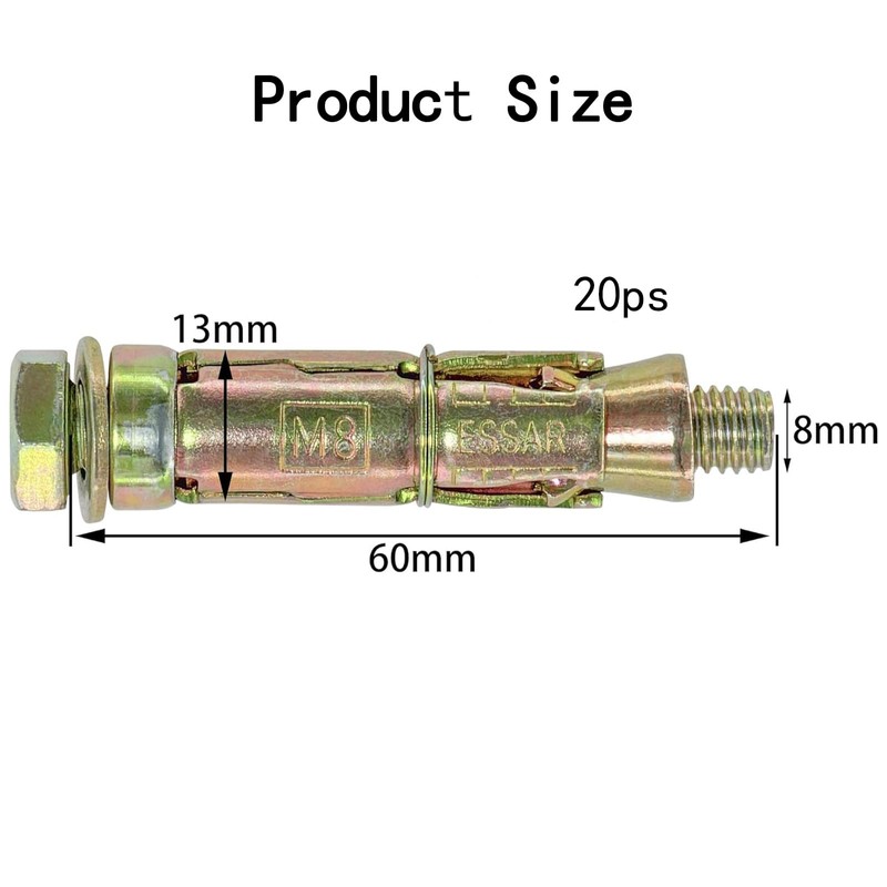 20 PCS M8 Heavy Duty Expansion Bolts,Shield Anchor Bolts