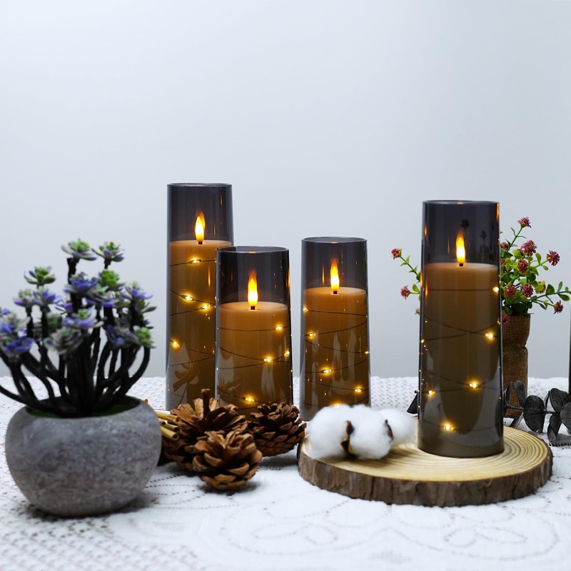 kakoya Flameless LED Candles with Timer 5 Pc Flickering Flameless