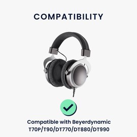 kwmobile 2X Ohrpolster kompatibel mit Beyerdynamic T70P/T90/DT770/DT880/DT990 Polster - Kopfhörer Polster aus Kunstleder für Over Ear Headphones