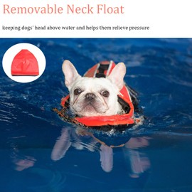 Mklhgty Dog Life Jacket, Reflective Dog Life Vest with Removable Neck Float High Buoyancy for Swimming and Boating, Ripstop Pet Safety Swimsuit Rescue Handle for Small Medium Large Dogs