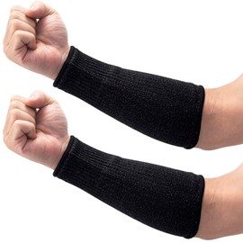 ANCIRS 21cm Cut Resistant Sleeves, Arm Protection, Dog Bite Safety, Gardening Sleeves, Kitchen Forearm Covers (Black, 1 Pair)