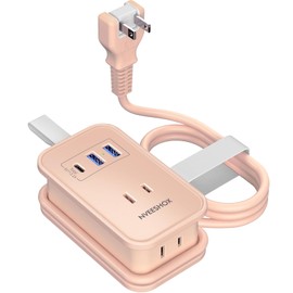 NVEESHOX Extension Cord, Type C, 3.3 ft (1 m), Power Strip with USB, Outlet Tap, 3 AC Outlets, 1 USB-C Port, 2 USB-A Ports, Small and Lightweight, Table Tap, Octopus Outlet, Business Trip/Travel