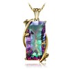 JewelryPalace Rectangular Cut 15 Carat Real Rainbow Quartz Chain Pendant