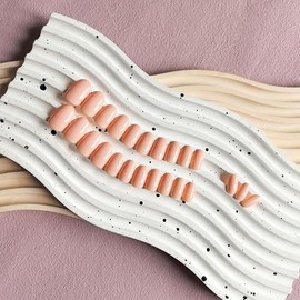 Uñas Postizas Acrílicas Cortas Y Ovaladas De Color Rosa Coral, Uñas Postizas De Color Sólido, Uñas Postizas Ovaladas Cortas Y Medianas Para Mujer, Uña