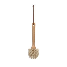 Creative Co-Op Beech Wood Dish Brush with Leather Strap