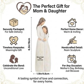 QIANLING Gifts for Mom - Hand-Painted Mother Daughter Figurines - Perfect Birthday, Mother’s Day, Christmas, or Mother of The Bride Gift (Cream Hug)