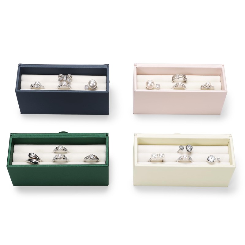 Oirlv Rectangular PU Leather Flip-Top Ring Box Storage Box for