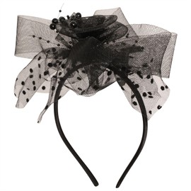 Ro Rox Ruffle Flower Headband Retro Hair Accessory 40s and 50s Style, black