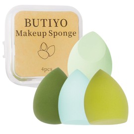 Makeup Sponge set BUTIYO Make up for Face Makeup,Foundation Powder Cream for Flawless Makeup,4 pcs colorful Cosmetic Sponges in 1 Storage Package (green) FB017