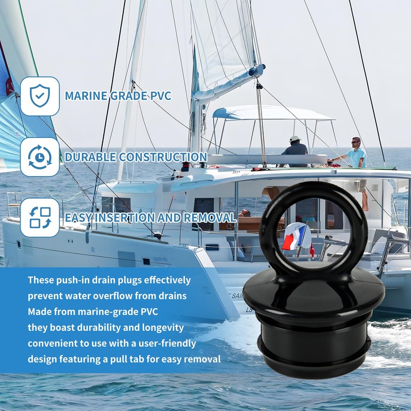 (4 Pcs) PVC Boat Drain Plug for 1-1/2" Livewell Drain