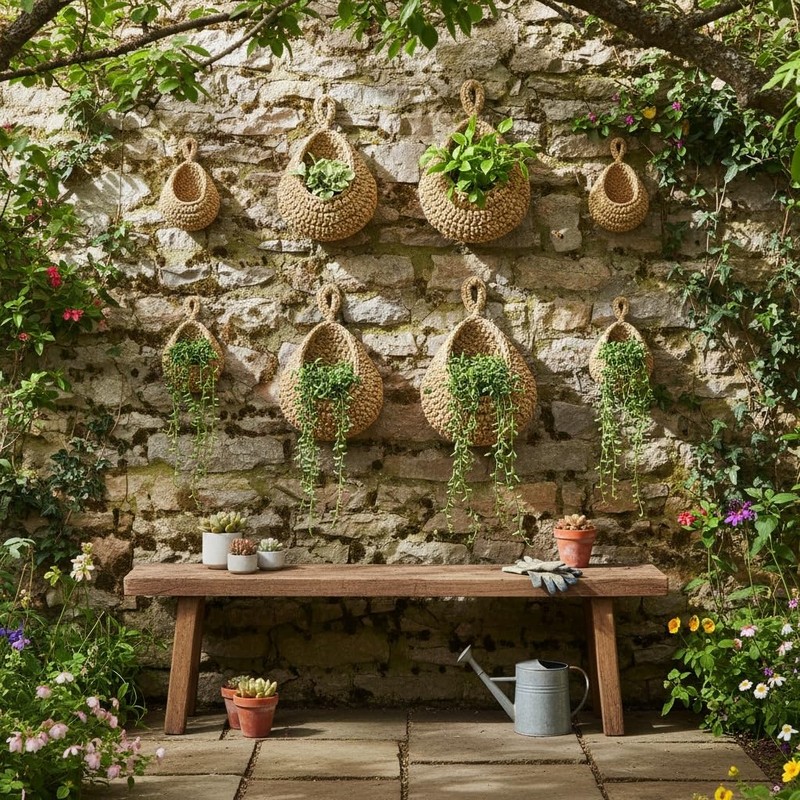 6 Pack Natural Cotton Rope Hanging Basket Hand Woven Wall
