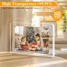 omolly 5 Pcs Acrylic Magnetic Photo Frame Display Rack, 12x7 CM(4.72x2.75 In) Acrylic Picture Frame, Clear Double Sided Magnetic Picture Frame, Mini Frameless Picture Frames, Photo Frame Fridge Magnet