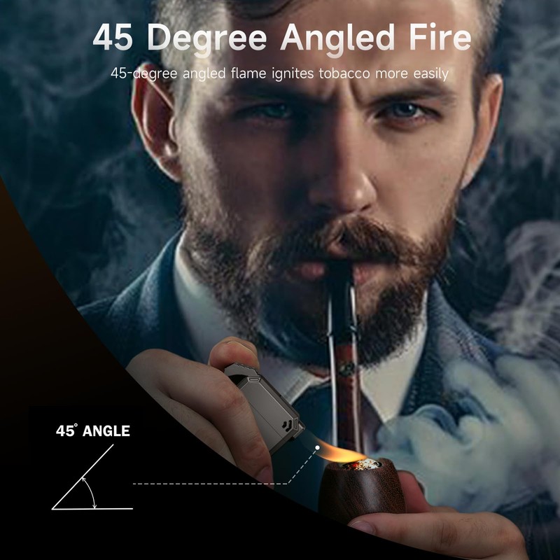 KEJIAR Pipe Lighter ，4 in 1 Soft Flame Lighter with
