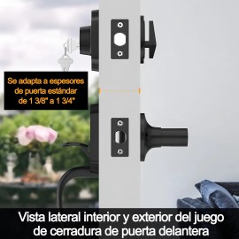 Cerradura Banna Puerta Principal Negra Aleación De Zinc Extensible 60 A 70mm