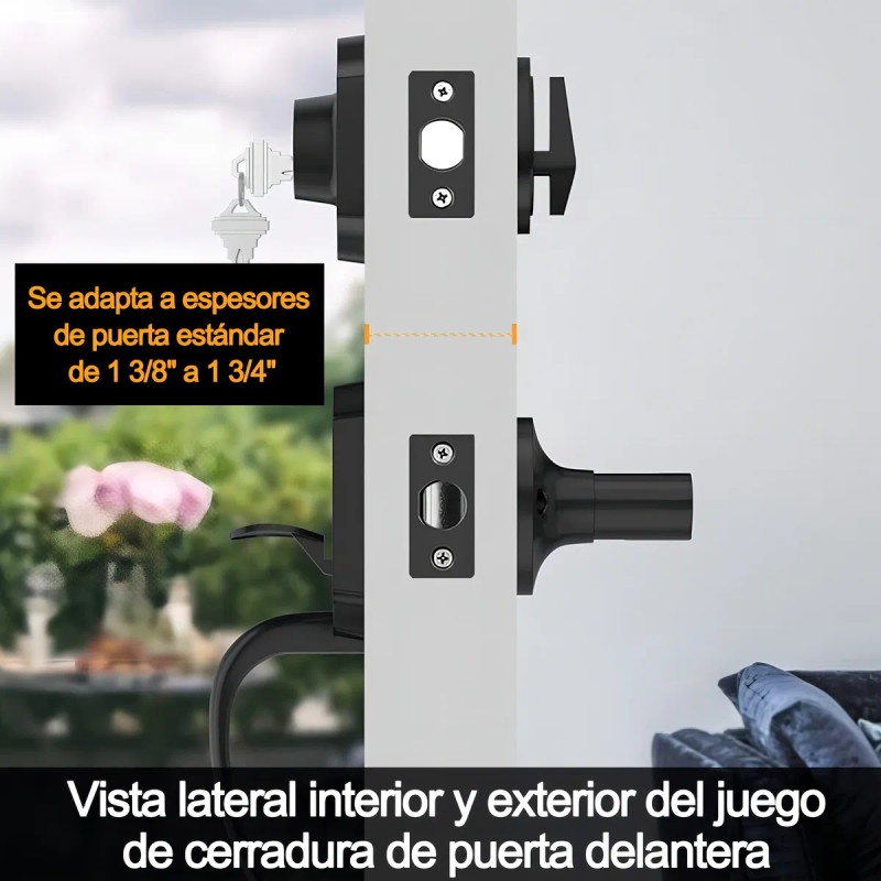 Cerradura Banna Puerta Principal Negra Aleación De Zinc Extensible 60