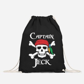 MoonWorks® Gym Bag Fancy Dress Carnival Saying Funny Captain Jeck Skull Fancy Dress Item Bag Gym Bag Black One Size