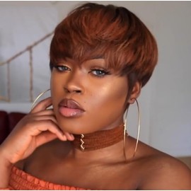 QITAQOTA Short Brown Pixie Cut Wig Pixie Cut Wigs for Black Women Short Wigs for Women Heat Resistant Fiber Hair Women's Fashion Wigs