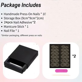 Magrace Handmade Press on Nails Medium Blue Fake Nails Long Coffin Stick on Nails for Womrn Gel UV Finish Handmade Nail Art with Design 10 pcs