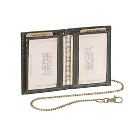 LEAS MCL LEAS Chain-Series Vintage Style Genuine Leather Biker Credit Card and ID Wallet with Chain Black, black, closed