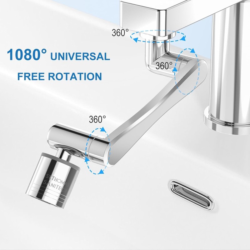 London Sunshine 2PC 1080° Swivel Faucet Extender,360° Swivel Robotic Arm