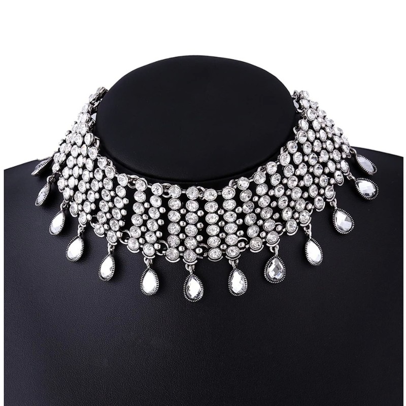 J's Select Women's Sparkling Choker Stone Necklace, Party, Dance, Stage