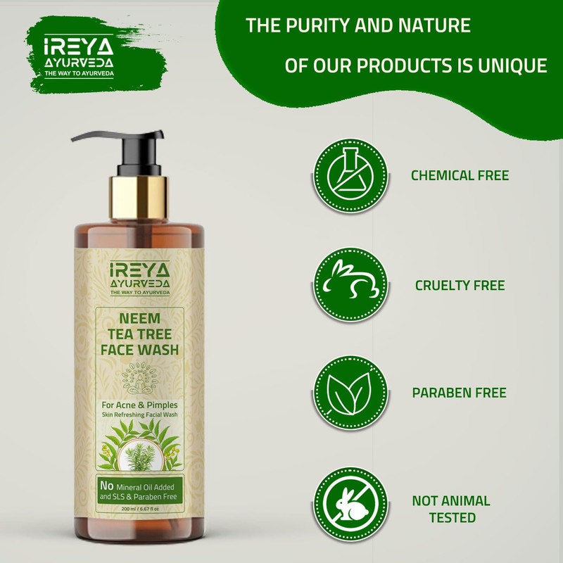 Neem Tea Tree Face Wash - 200ml for Soft &