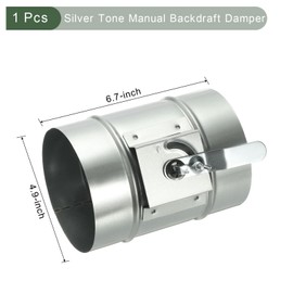 YOKIVE 4.9-inch HVAC Duct Manual Volume Backdraft Damper, Galvanized Iron Airflow Ducting Branch Vent Damper Air Control Valve with Adjustment Handle, Great for Range Hoods, HVAC