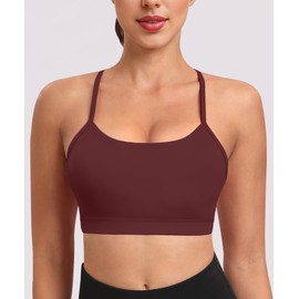 Spaghetti Strap Padded Sports Bras for Women - Y Back Yoga Workout Tops (3 Pack)