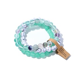 Nexoluxa Crystal Beaded Bracelets for Women Healing 3 PCS Set 8mm Natural Stone Stretch Bracelet Friendship Trendy Jewelry Gifts, Adjustable, no gemstone