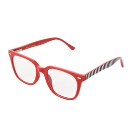 Betsey Johnson Women's Perfectly Imperfect Square Blue Light Reading Glasses, Red, 41 mm + 0