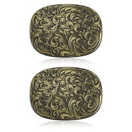 CHGCRAFT 2 Pcs Antique Floral Belt Buckle Oval Engraved Alloy Western Cowboy for Belt Decoration Antique Bronze