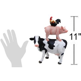 Distinctive Designs 11" Resin Cow, Pig, Rooster Figurine - Farmhouse Home Decor - Farm Animals for Farmhouse, Country, or Cabin Decor