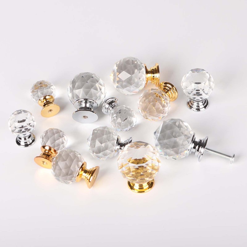 Lansonee 2 Pcs Crystal Door Knobs,Drawer Carbinet Door Handle Puller