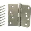 4 in. Satin Nickel Half Square Corner and Half 5/8 in. Radius Security Door Hinge – Heavy Duty, Rust-Resistant, Quiet Operation, for Residential & Commercial Use - (3 Packs)