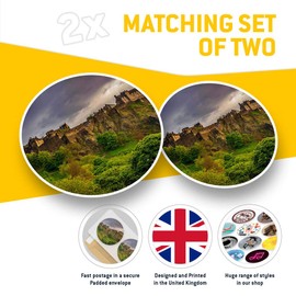 Vinyl Stickers (Set of 2) 7.5cm - Edinburgh Castle Scotland Scottish #8906