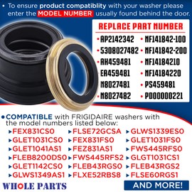 Whole Parts Washing Machine Main Center Tub Seal Assembly Part # 5303279394 - Replacement & Compatible With Some Frigidaire Washers - Non-OEM Frigidaire Appliance Parts & Accessories