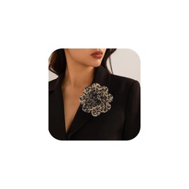 Dainty Fabric Leopard Rose Flower Large Brooches Handmade Flower Brooches Pin for Wedding Party Dance Banquet Ceremony Versatile Floral Accessory for Clothing and Hairstyling Size：4.3in (Brown)