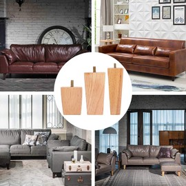 Height Sofa Legs Wooden Furniture Legs,Set of 4 Wood Sofa Legs Solid Replacement Furniture Legs Armchair Cabinet Feet M8 Bolt with Mounting Plate & Screws for Ottoman Couch Dresser (6CM)
