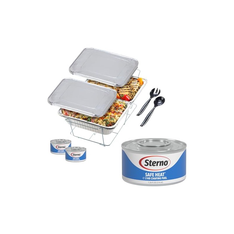 Sterno Disposable Complete Chafing Dish Buffet Set, 4-Hour Chafer Fuel,
