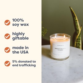 Calyan Wax Scented Candle, Musk & Teakwood Candle for The Home Scented with Essential Oils, Soy Wax Aromatherapy Candles in Glass Jar with 37 Hour Burn Time, Non Toxic Candles Gifts
