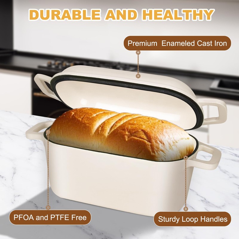 Oval Enameled Cast Iron Dutch Oven with Lid - 3.6QT