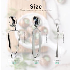 DOERDO 6PCS Stainless Steel Escargot Snail Tongs with Forks, Kitchen Cooking Tool for Kitchen Cooking and Restaurant Serving, 6Inch