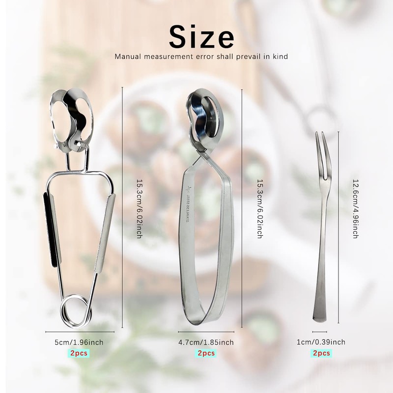 DOERDO 6PCS Stainless Steel Escargot Snail Tongs with Forks, Kitchen
