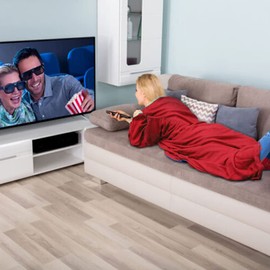 Warmie- Cozy Blanket with Sleeves- Super Soft Fleece Warm Cozy Hands Free for Reading Surfing Internet Watching Tv (Red 70" X 50")