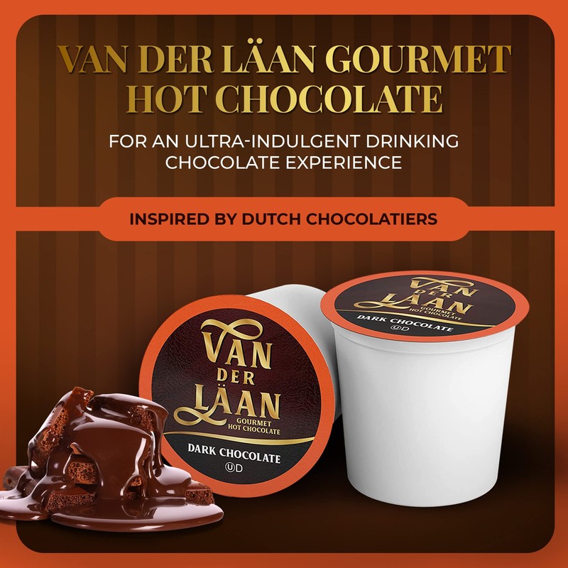 Van Der Laan Chocolate Hot Cocoa Pods, Dark Chocolate Gourmet