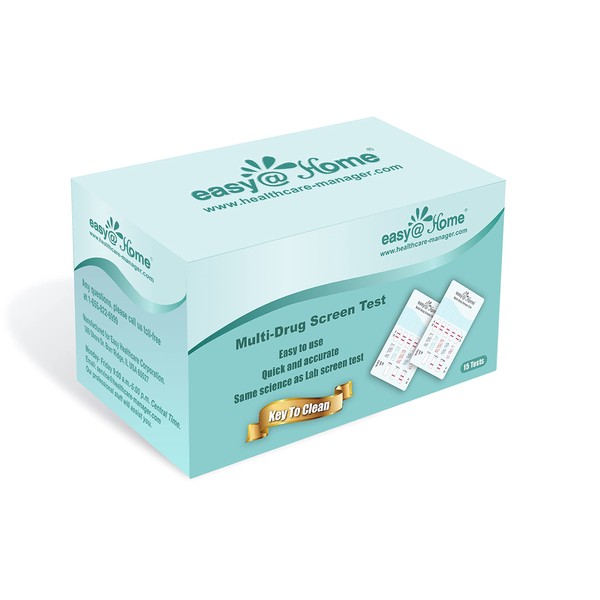 Easy@Home 5 Panel Home Test Kit - Urine Dip Card Drug Testing - Tests for THC, COC, OPI2000, mAMP/MET, BZO #EDOAP-654-15 Pack