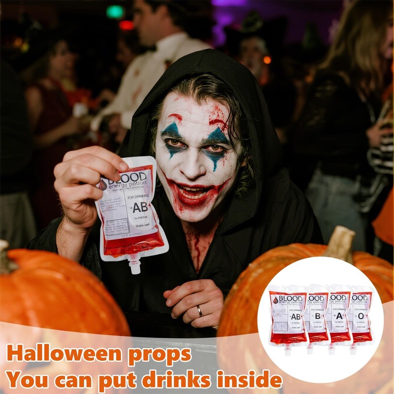 20 x Blood Bags for Drinks with Accessories,Vampire Blood Bag