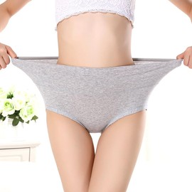 Lashapear Womens High Waist Underwear Solid Color Tummy Control Cotton Brief Panties 5 Pack, LightColor, X-Large