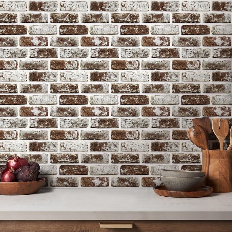 Commomy 10 Pcs Faux Brick Wall Panels - Small Size